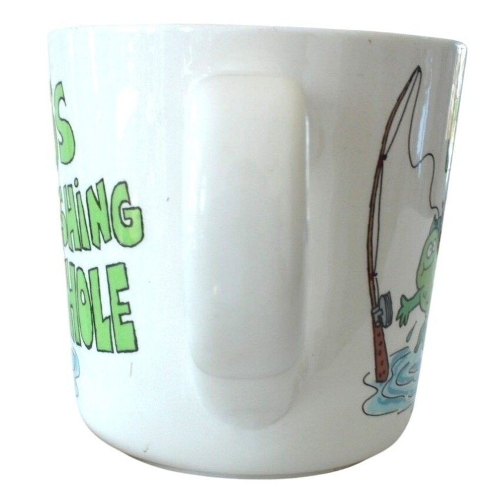 Fathers Day Dads Fishing Hole Gift Mug with Fish figure and Fishing Rod - Picture 5 of 6